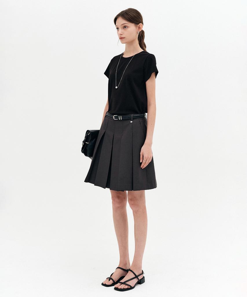 Lugkaeseuteu Mylene Soft Summer Pleated Skirt_Charcoal