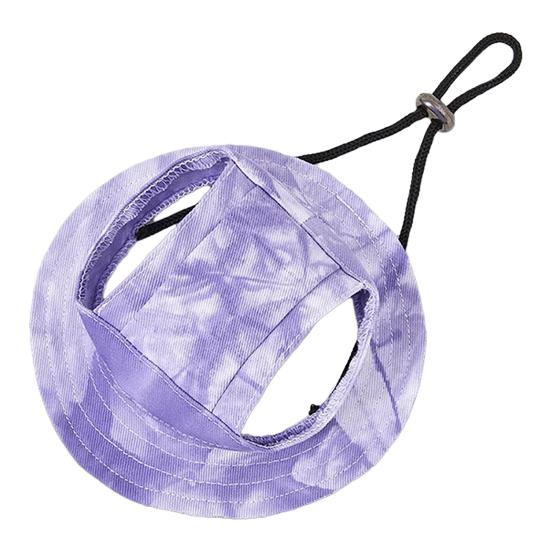 Pet Sun Hat Drawstring Adjustable Tie-Dye Denim Pet Hat Breathable Sun Protection Hat with Ear Holes for Dogs And Cats