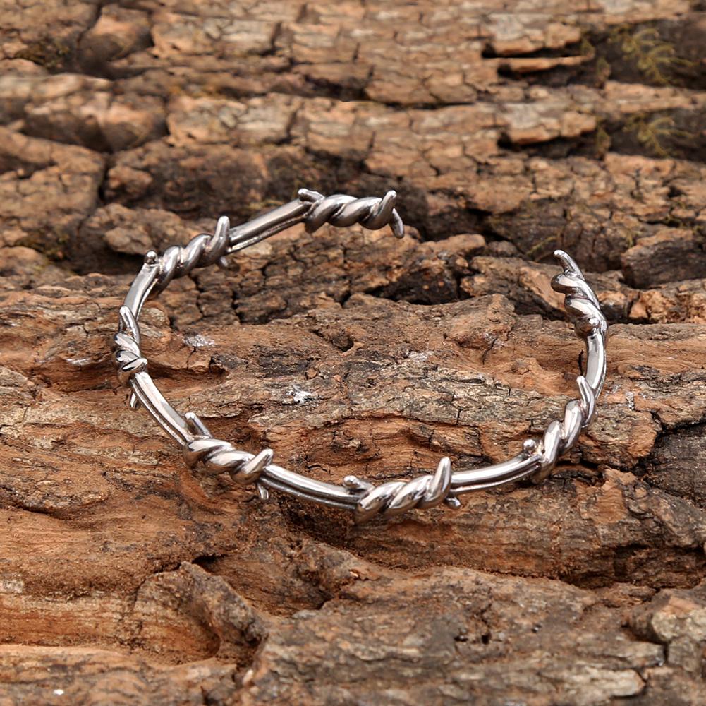 Vintage Twisted Knotted Twisted Thorn Opening Bracelet Stainless Steel Simple Design Trendy Party Jewelry Gift