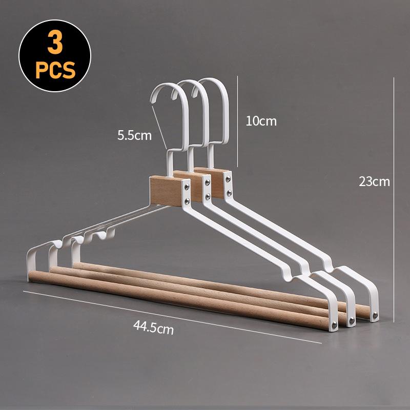 3Pcs Retro Metal Wood Hanger Wardrobe Wide Shoulder Non-slip Clothes Hangers Household Coat Pants Suits Drying Rack Organizer