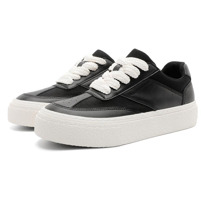 Men's board shoes spring and autumn new thick-soled retro black casual shoes men's breathable low-top flat-soled trendy men's shoes