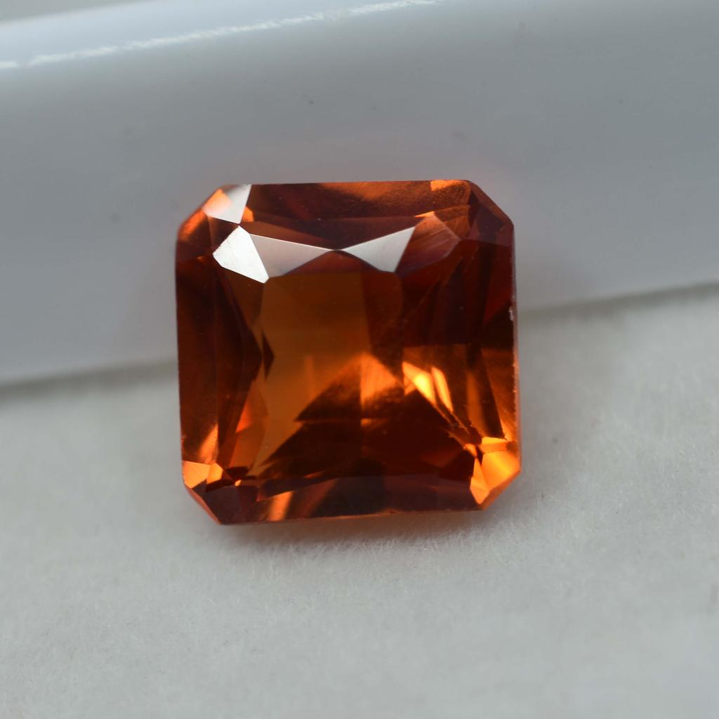 Orange Ceylon Sapphire Square Cut 10.23 Ct Natural CERTIFIED Loose Gemstone 6801