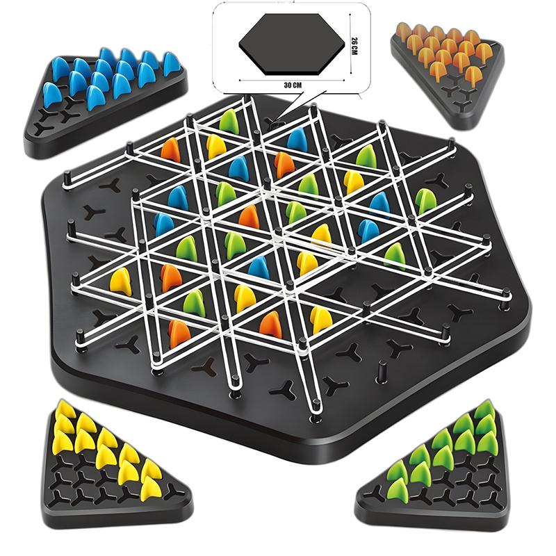 Non-Toxic New Geometry Chain Chess Puzzle Triangle Chess Desktop Game Rubber Band Training Family Interaction Exercise Thinking Toys Gifts