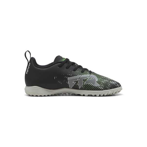 Puma Future 8 Play TT Jr Comfortable Soft Low Top Kids Football Shoes Kids Football Shoes Black Cool-Light-Gray Fluorescent-Green 108396-02