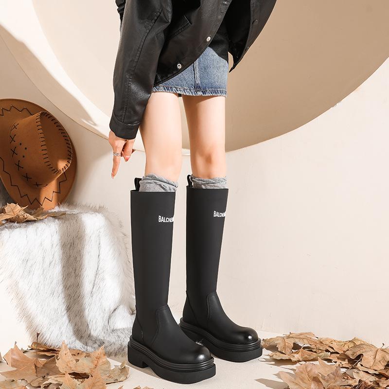 Paris Same Long Boots Women's 2025 New Autumn and Winter Explosion Medium Tube Thick-soled Knight Boots Thin Tall Long Boots