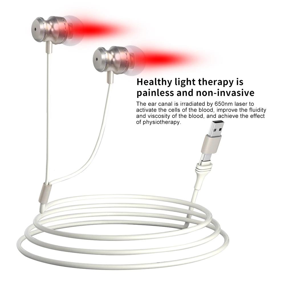 Portable 650nm Red Light Ear Comfort Device Rechargeable Adjustable Intensity for Personal Relaxation and Ear Care Home Use