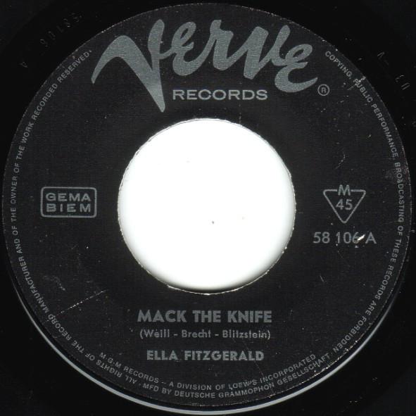 

Пластинка 7 дюймов ELLA FITZGERALD Mack The Knife Lorelei 58106 Verve Records 1963 Германия Джаз Б/у