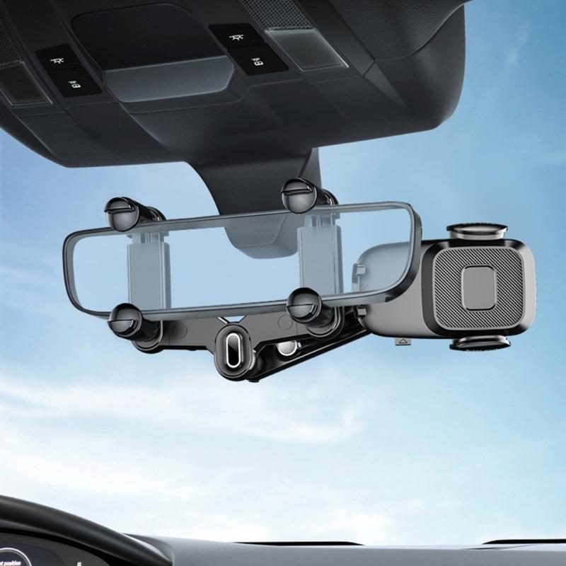 360-degree Rotation-Navigation Mount Mobile Phones Holder Car Adjustable Stand Rearview Mirror Retractable Phone Bracket