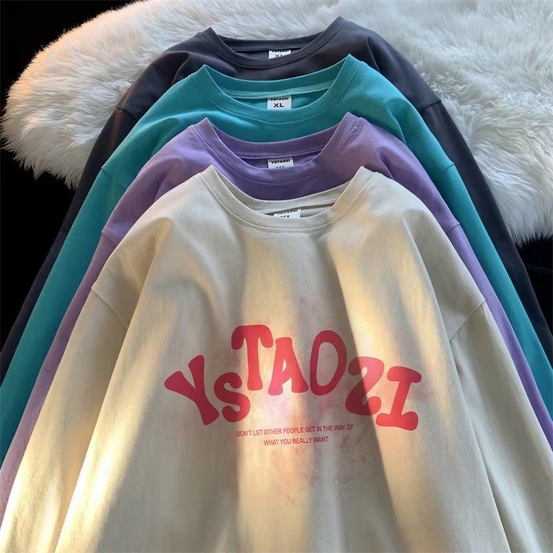 

Весенне-осенняя футболка с длинным рукавом, мужская летняя тонкая модная брендовая футболка, свободный и красивый белый топ 2023, модная база