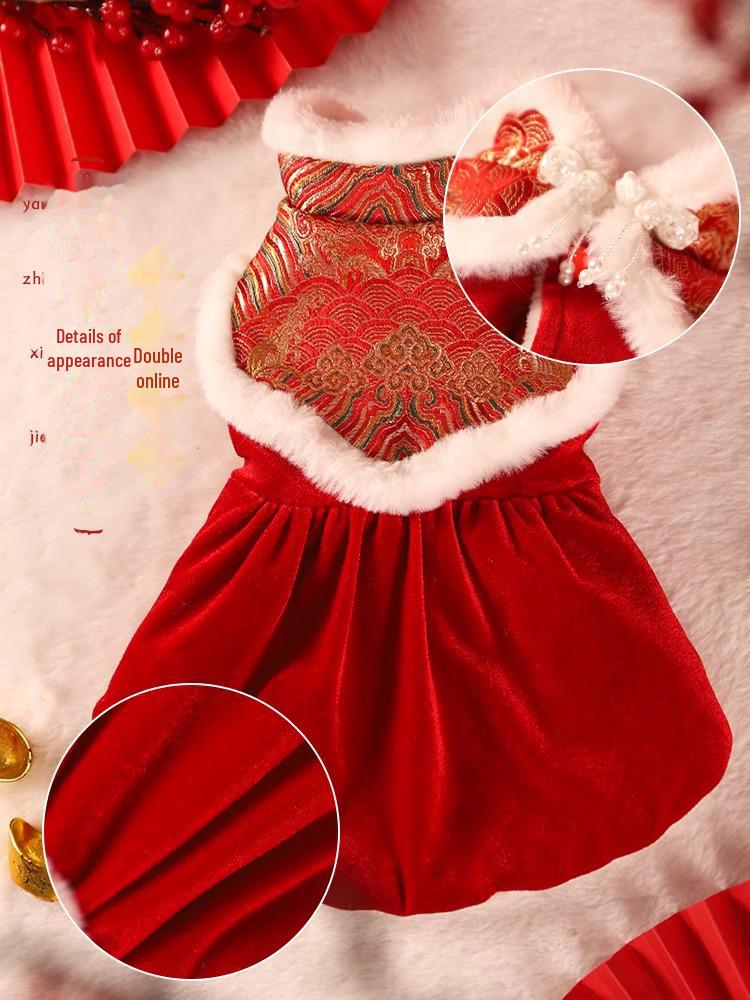 Festive Winter Cat & Dog Outfit: Warm Kitten Skirt for Autumn & New Year