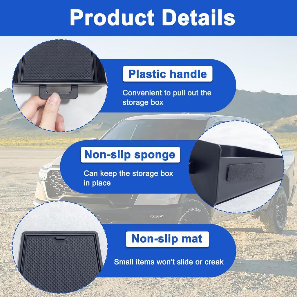 PIMCAR Removable Storage Drawer Tray Compatible With -2026 Dodge RAM 1500 2500 3500 Center Console Storage Drawer Accessories Cubby Organizer Box ABS