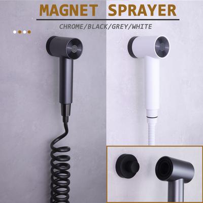 Magnet Holder Bidet Sprayer Set Wall Mounted High Pressure Press Button Sprayer Toilet Bathroom Handheld Cleaning Tools