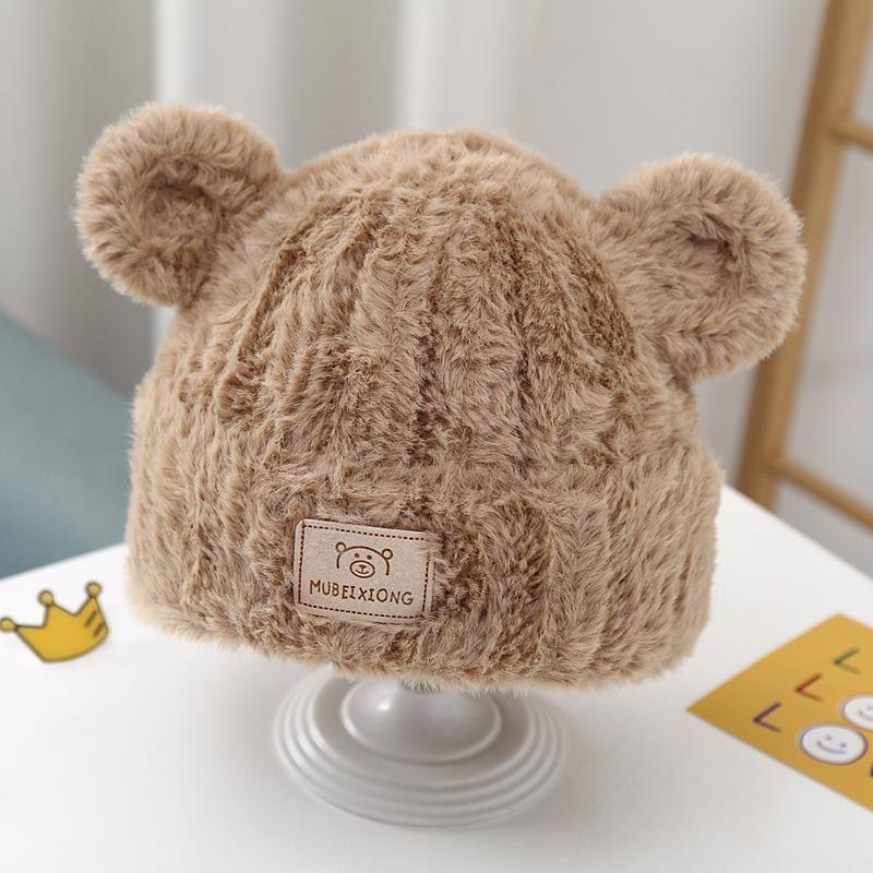 Baby hat winter fleece hat thickened boys and girls autumn and winter ear protection cute wool hat super cute baby knitting