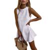 Women's Spring/Summer Solid Scalloped Trim Sleeveless Casual Dress