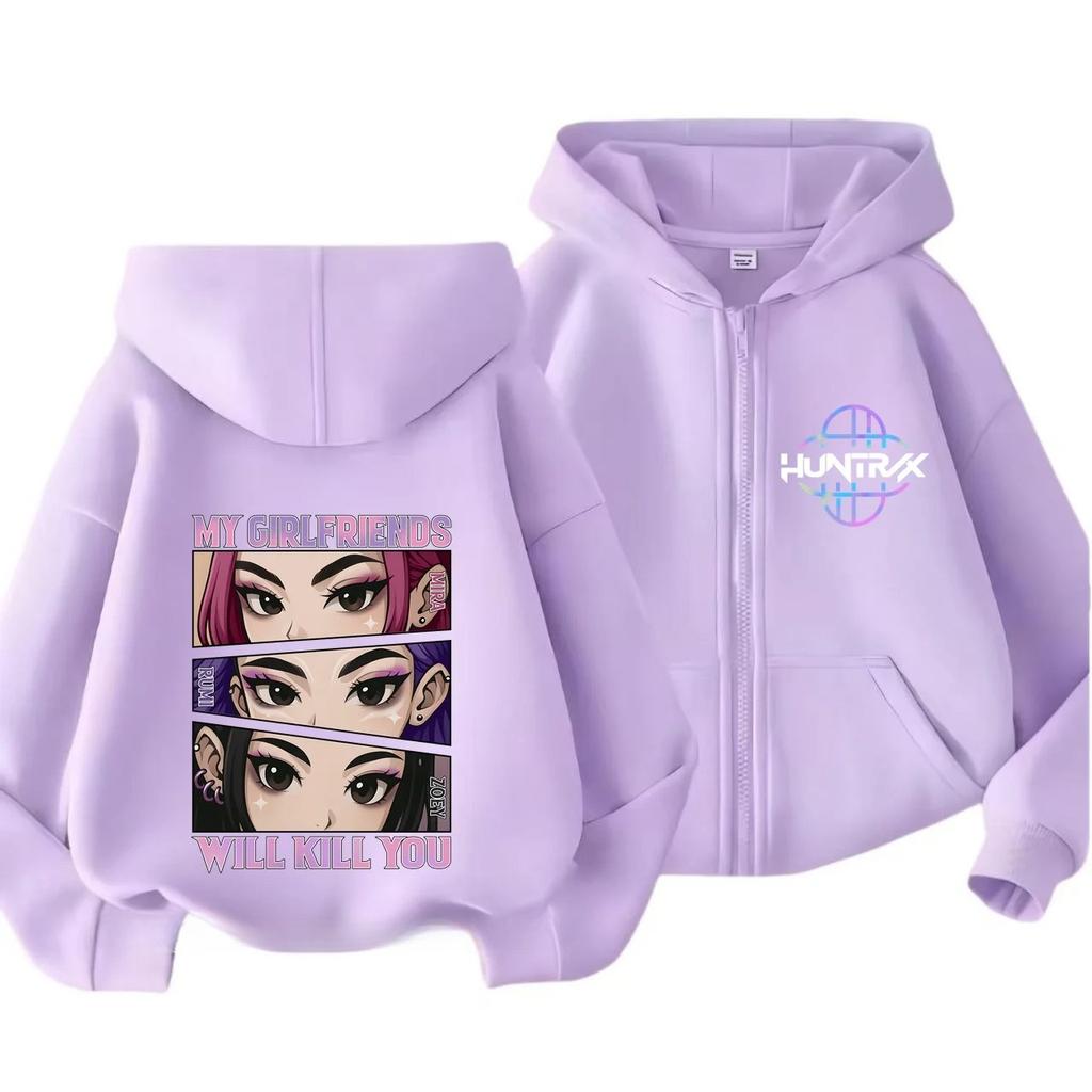 Y2k Zip Up Sweatshirts Kpop Demon Hunters Hoodie Jas Kinderkleding Kid Meisje Jongen Sweatshirt Rits Hoody Baby Casual Top