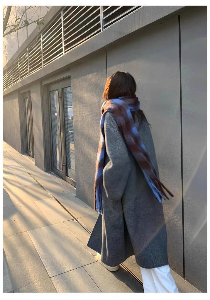 2025 Korean Style Wool Mid-Length Over-the-Knee Coat
