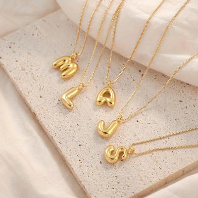 CARLIDANA New Female Pendant Chubby Mini Bubble Letters Stainless Steel Gold Plated 26 English Alphabet Letter Fashion Woman