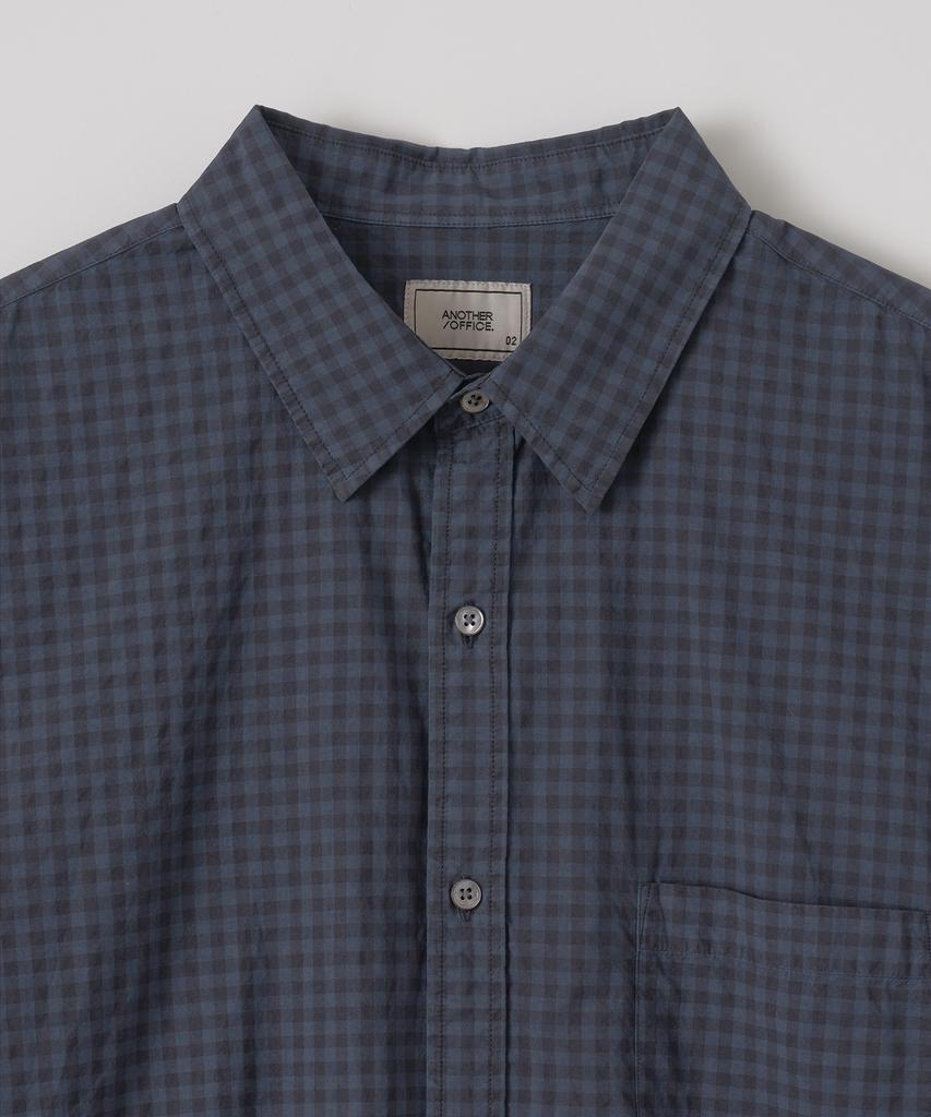 ANOTHER OFFICE Bold Garment Gingham Check Shirt (Smoky Indigo)