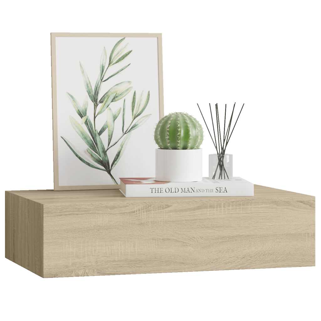 Vidaxl Półka Ścienna Z Szufladą, Kolor Dębu, 40 X 23,5 X 10 Cm, Mdf
