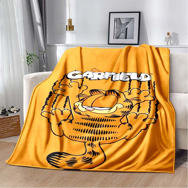 Cartoon Cute Yellow Cat G-Garfield Anime Blanket Flannel Extra Large Warm Soft Sofa Bed Bedroom Portable Blanket Bed Cover Gift