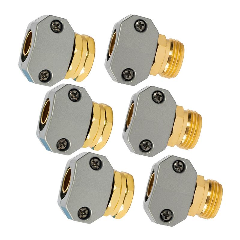 Practical-Garden Hose Repair Kit, 3 Sets Aluminum Alloy Garden Hose End Mender Kit,Fit 5/8In And 3/4In Garden Hose Connector