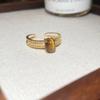 Real gold electroplated zircon tiger's eye open ring niche high-end index finger ring Maillard retro temperament jewelry