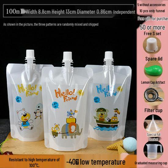 Disposable Transparent Spout Bag for Soy Milk, Chinese Medicine, Soup, or Beverages - Self-Standing and Convenient for Takeaway