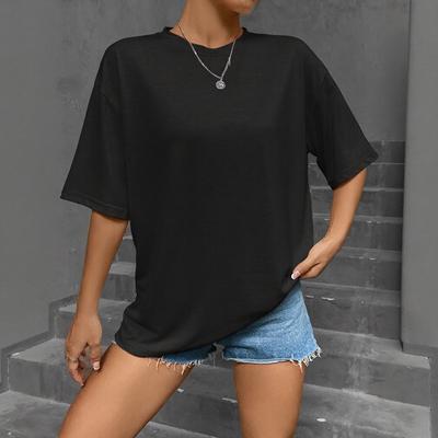 Women's Summer Round Neck Solid Color Loose Short-sleeved T-shirt Top