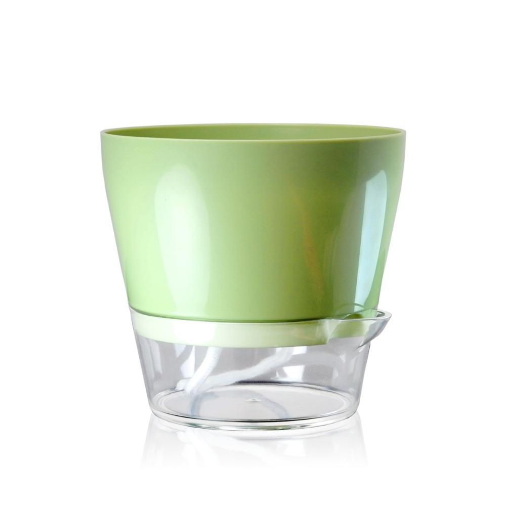 Drainage Hole Self Watering Flower Pot Plastic Resin Material Transparent Plant Pot  Home Planters
