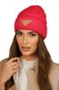 Naomi Beanie Winter Hat with Appliqué Color Scarlet