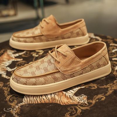 2024 New Shoes for Men Canvas Casual Shoes Street Fashion Print Flat Skateboard Shoes Youth Lace-up Sneakers