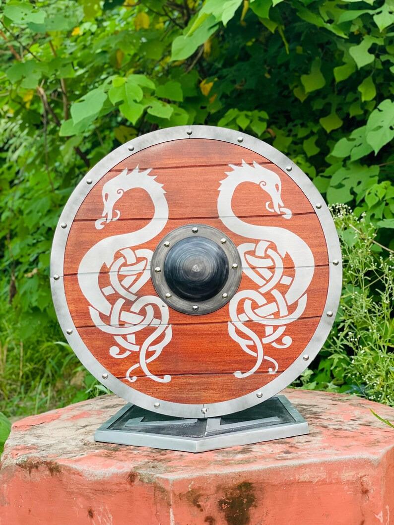 Деревянный щит с драконом викингов: Декор норвежского воина, реквизит для LARP