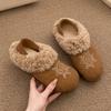 Two wears embroidered warm fluffy shoes Boken shoes for women's winter new outer wear piled thickened cotton slippers