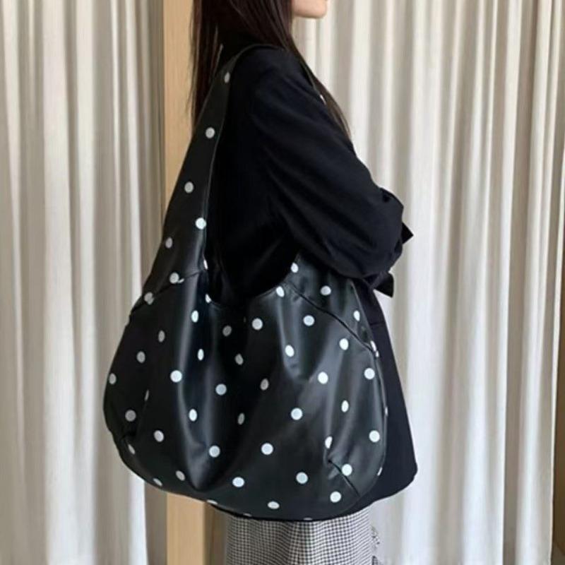 Tote bag women's spring and summer new niche retro polka dot large-capacity tote bag shoulder bag