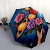 1pc Flower Bouquet with Planets In Space Umbrella with Plastic Handle,Vibrant Cartoon Pattern,Multi-functional UmbrellaPT186