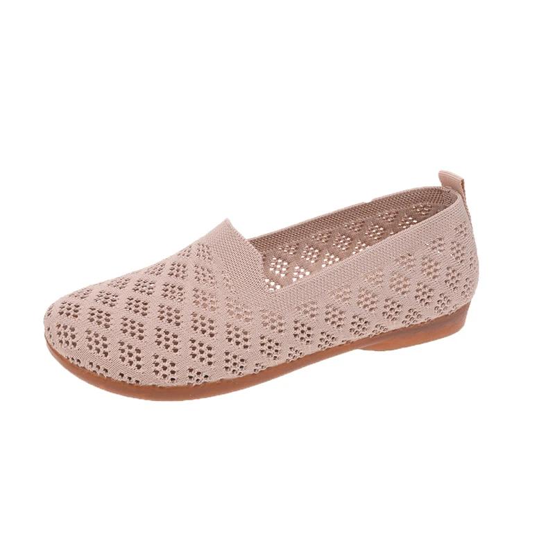 Summer Mesh Fabrics Breathable Flats Women Shoes Ventilate Lace Leisure Loafers Mom Shoes Comfort Casual Light Sneakers