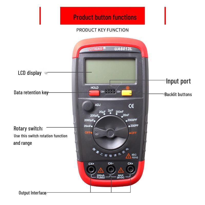 Digital Multimeter UA6013L: High Precision with Capacitance, Inductance, Backlight Display