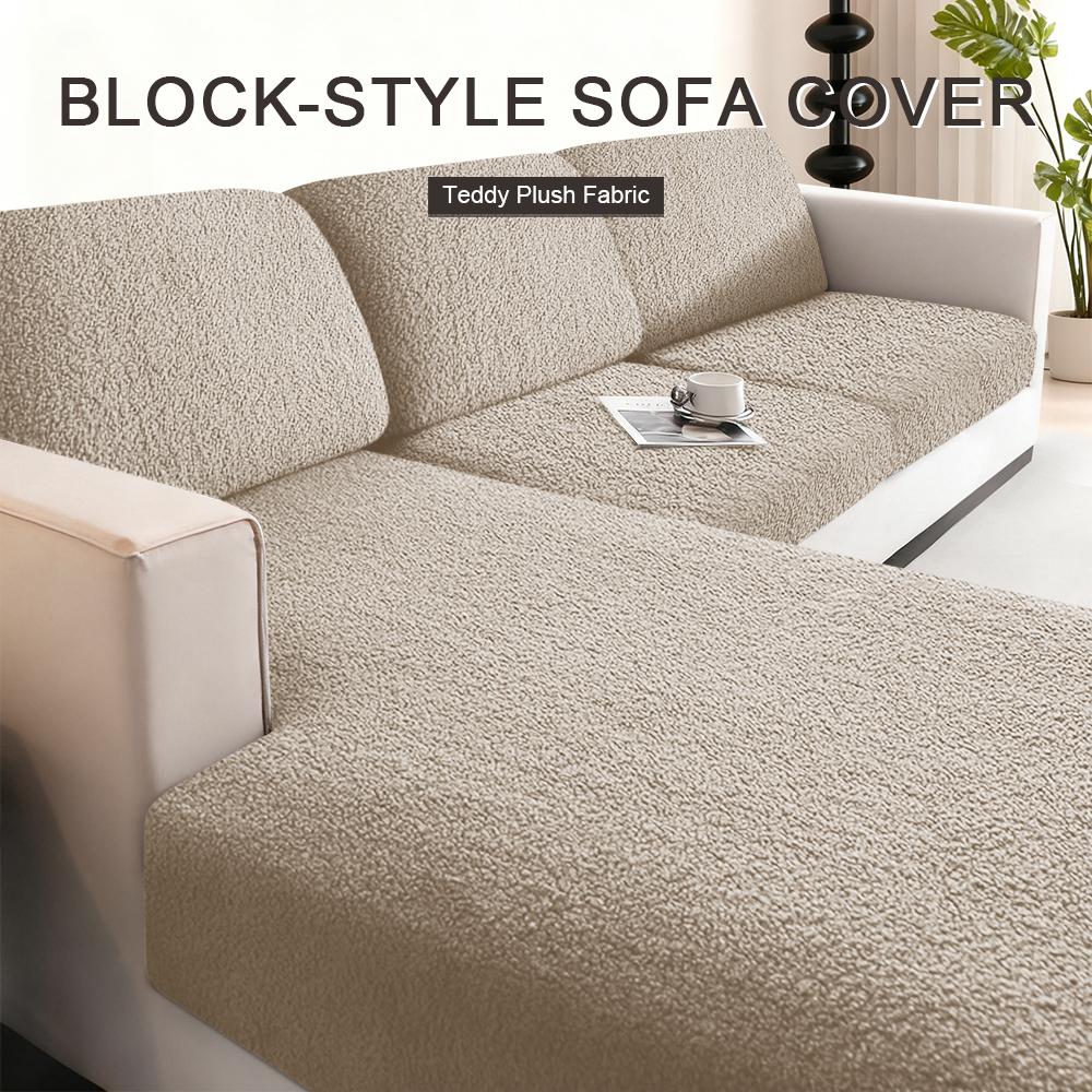 

2026 Premium Winter Warm Teddy Fleece Sofa Cover Heavy Duty All Season Couch Cover Non-Slip Elastic Seat Protector Backrest M хакі
