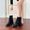 High Heeled Boots  Autumn And Summer New Thick Heel Thick Sole Cool Boots Double Design Mesh Boots Women Shoes
