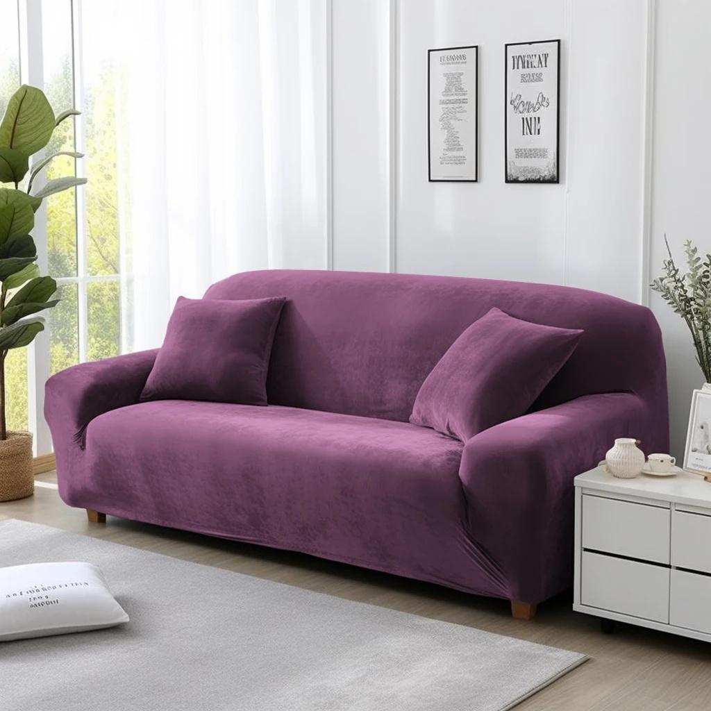 Samtstoff Sofabezug Gepolstert Dehnbar 1/2/3/4-Sitzer Sofabezug Für Wohnzimmer Samtstoff Samtiger Plüsch Eckförmig Ecke Flexibler Bezug S-1seat (90-140cm)