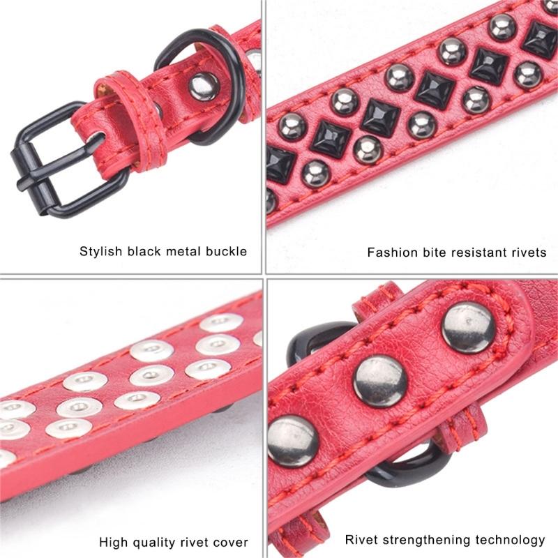 Stili Pelle Collare per Animali Domestici Morbido Comodo Collare per Cani Regolabile Borchie Collare per Indossare Comodamente