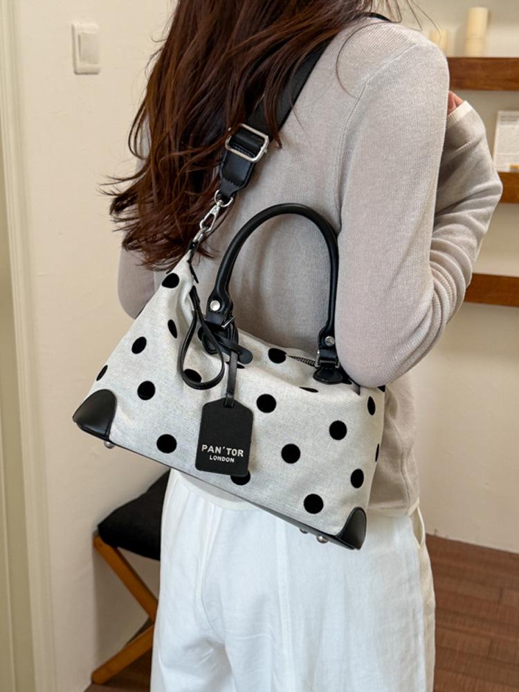 Women's 2026 Trendy Polka Dot Shoulder Bag - Large Capacity for Summer Fashion and Work Commute