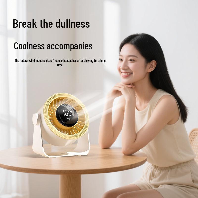 Compact USB Desktop Fan with Digital Display - Silent High-Speed for Office & Home