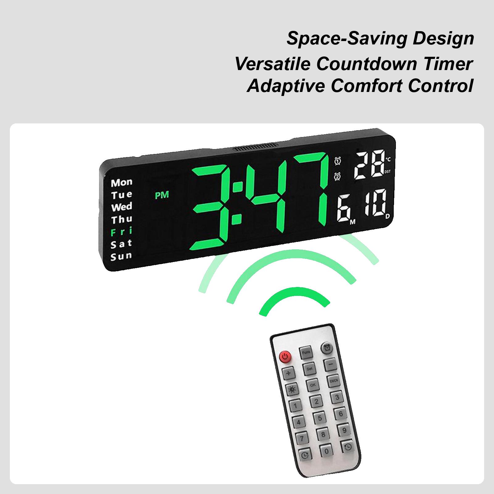 

Large Screen Digital Alarm Clock With Countdown Function 13-inch Battery Operated Temperature Date Display Dimmable Clock CN