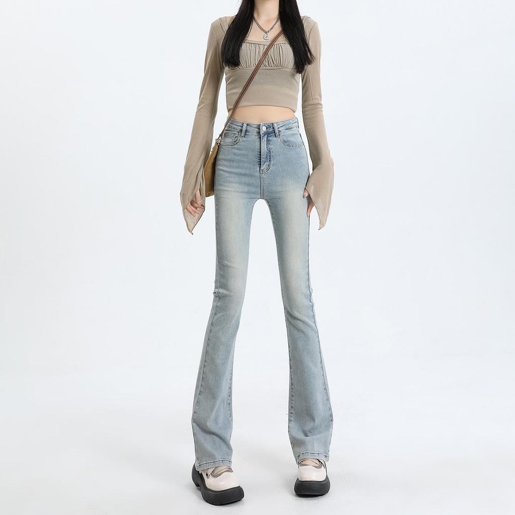 Women's High Waist Flared Jeans: Spring & Autumn Korean Retro Style
