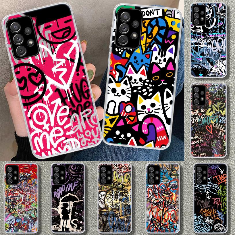 Graffiti Fashion Cool Phone Case Cover for Samsung Galaxy A12 A22 A32 A52 A72 A02S A51 A50S A31 A20S A10S Note 20 Ultra 10 Plus