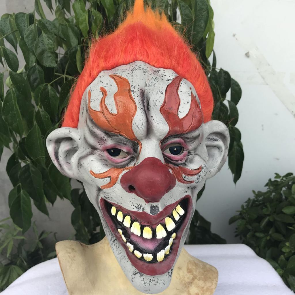 Halloween Haunted House Scary Latex Headgear Flame Clown Male Mask Party cosplay Dress up props