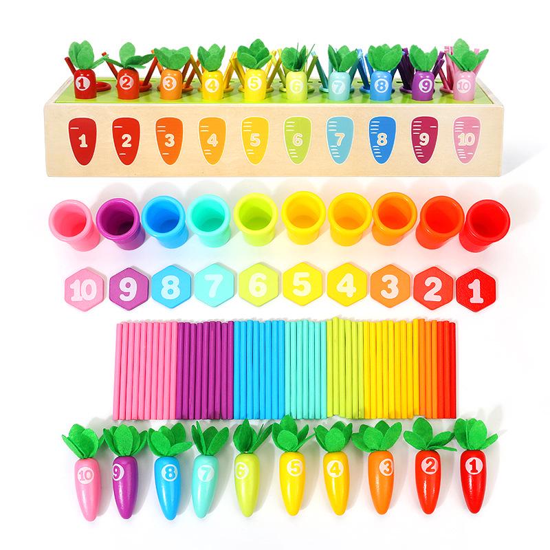 Montessori Carrot Counting & Color Matching Intelligence Box - Educational Toy for Early Childhood Development