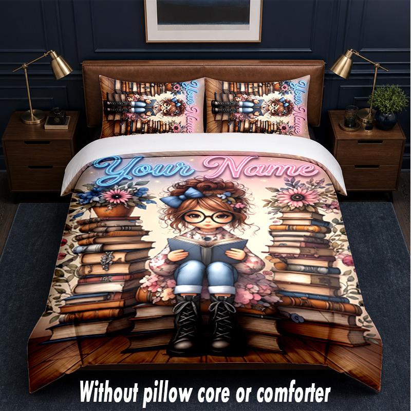 Fantasy Magic Theme Custom Text Or Name 3Pcs Bedding Set,1 Flat Sheet & 2 Pillowcases Personalized Home Bedding