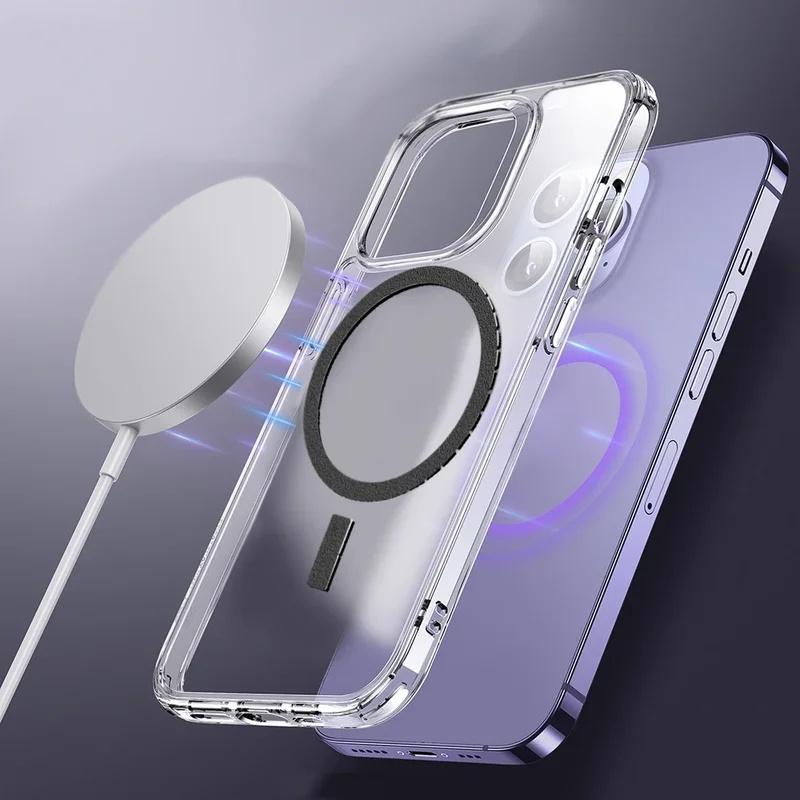 Magnetic Metal Plate Sheet Universal Circle Ring Sticker Compatible MagSafe Wireless Charging Car Phone Mount For iPhone 15